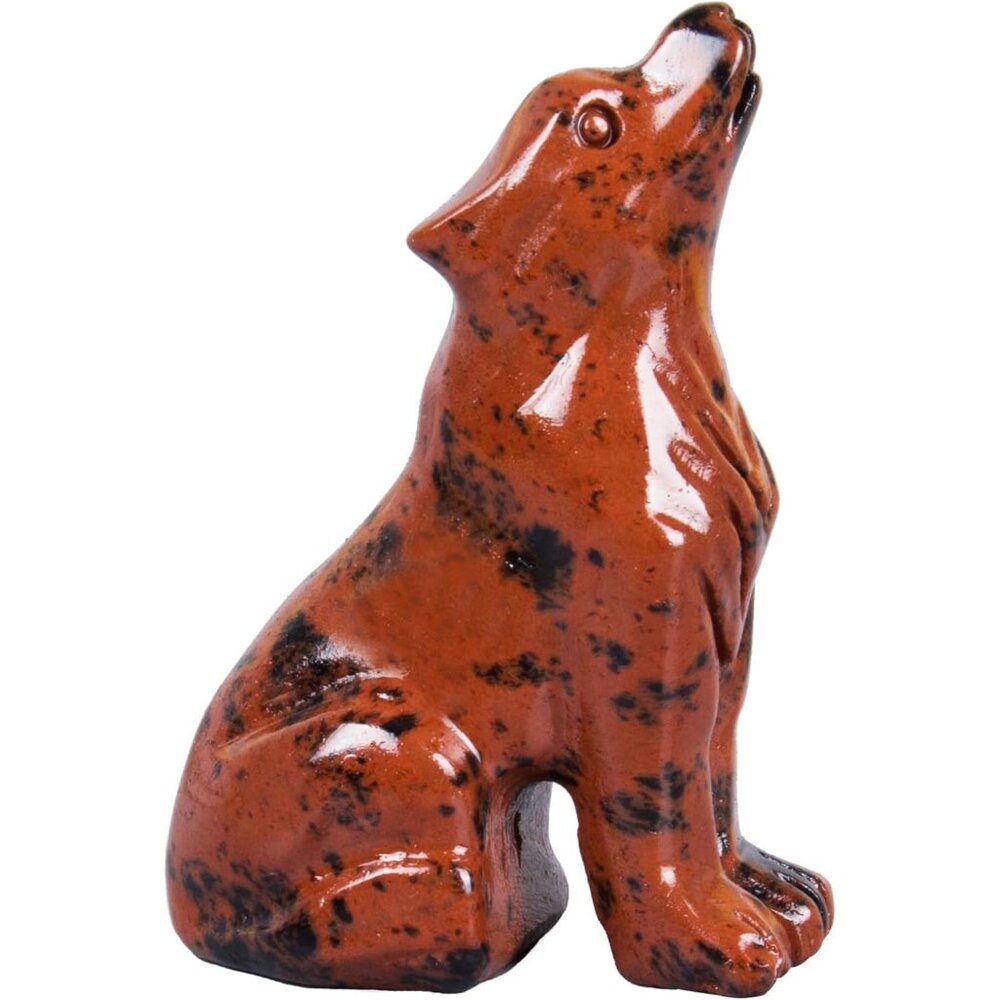 2.1 Inch Red Obsidian Wolf Healing Crystal Stone Energy Gemstones Statue
